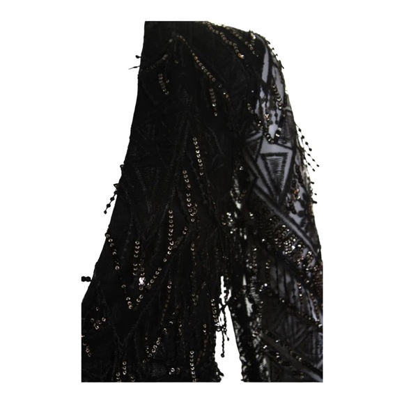 NWT BY THE WAY x Revolve Black Sequin Fringe Long Sleeve Mini Dress XL Cocktail - Picture 7 of 11